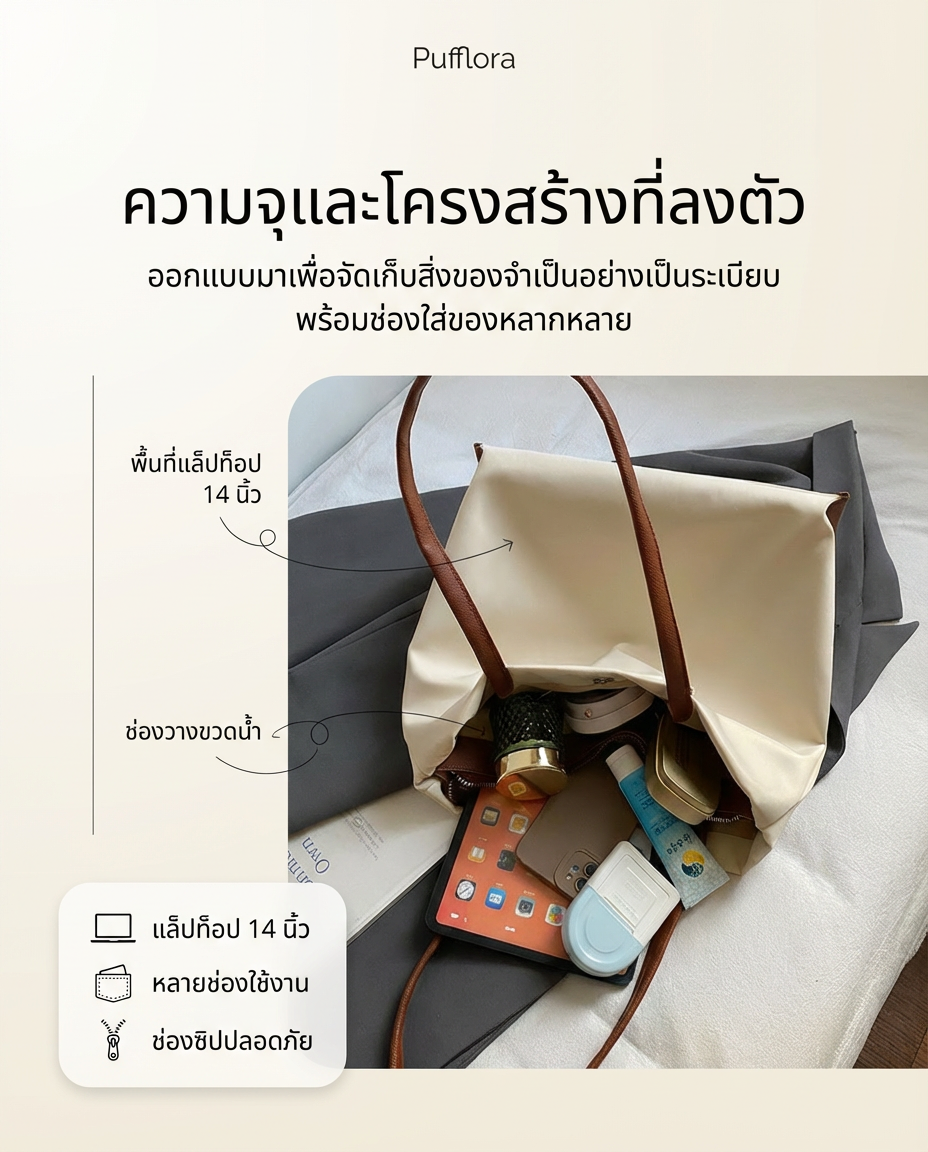 Pufflora กระเป๋าสะพายข้าง รุ่น Cozy Tote