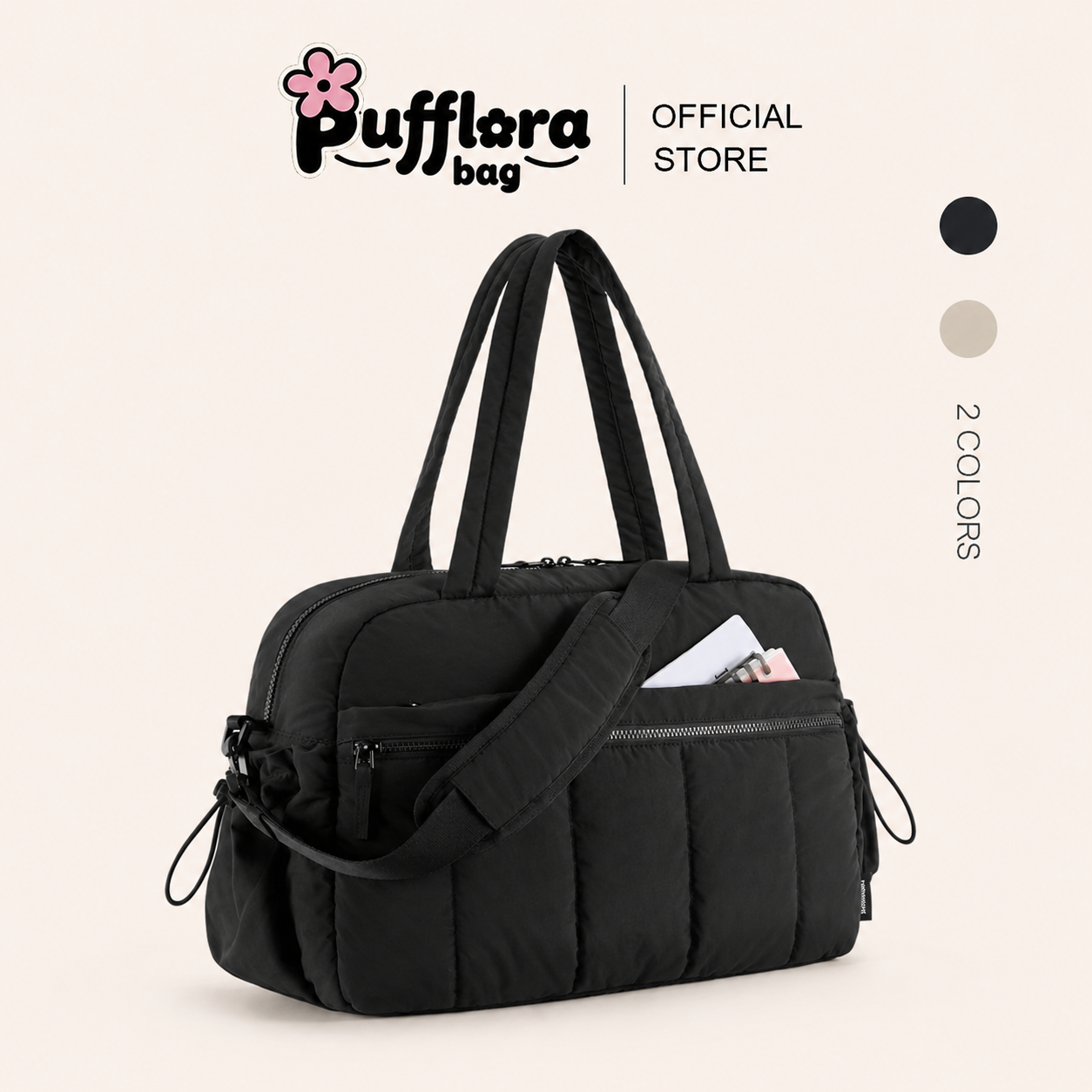 Pufflora กระเป๋าเดินทาง กระเป๋ายิม รุ่น Fit & Fly Bag ใบใหญ่ จุของได้เยอะ ช่องแบ่งหลายช่อง เหมาะสำหรับเล่นกีฬาและเดินทาง