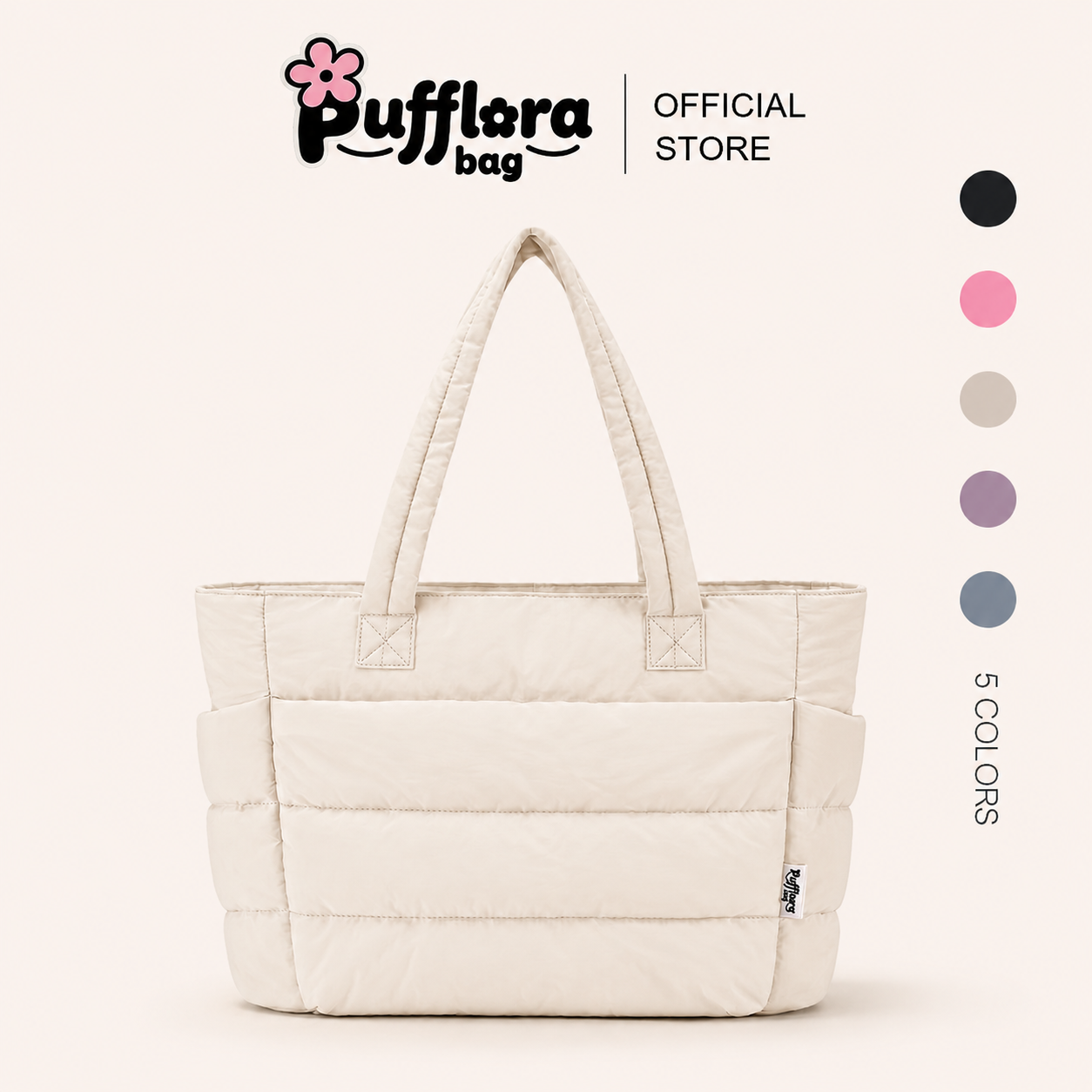 Pufflora กระเป๋าใส่โน้ตบุ๊ค กระเป๋าโท้ท รุ่น Signature Puffer กระเป๋าสะพายข้าง ใบใหญ่ ใส่Laptop/iPadได้ น้ำหนักเบา ช่องเก็บของหลายช่อง ความจุเยอะ วัสดุกันน้ำ