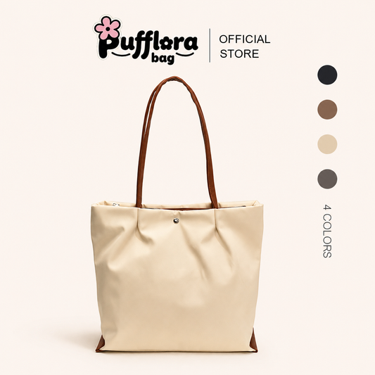 Pufflora กระเป๋าสะพายข้าง รุ่น Cozy Tote กระเป๋าโท้ท กระเป๋าถือ วัสดุกันน้ำ ความจุเยอะ น้ำหนักเบา ช่องซิปปิดมิดชิด สไตล์เกาหลี
