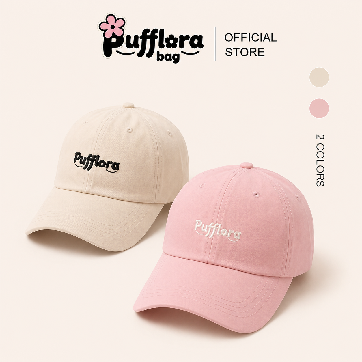 Pufflora หมวกแฟชั่น หมวกแก็ปผู้หญิง หมวกเบสบอล Classic Cap น้ำหนักเบา ใส่สบาย ไม่กดทับศีรษะ สายปรับระดับได้