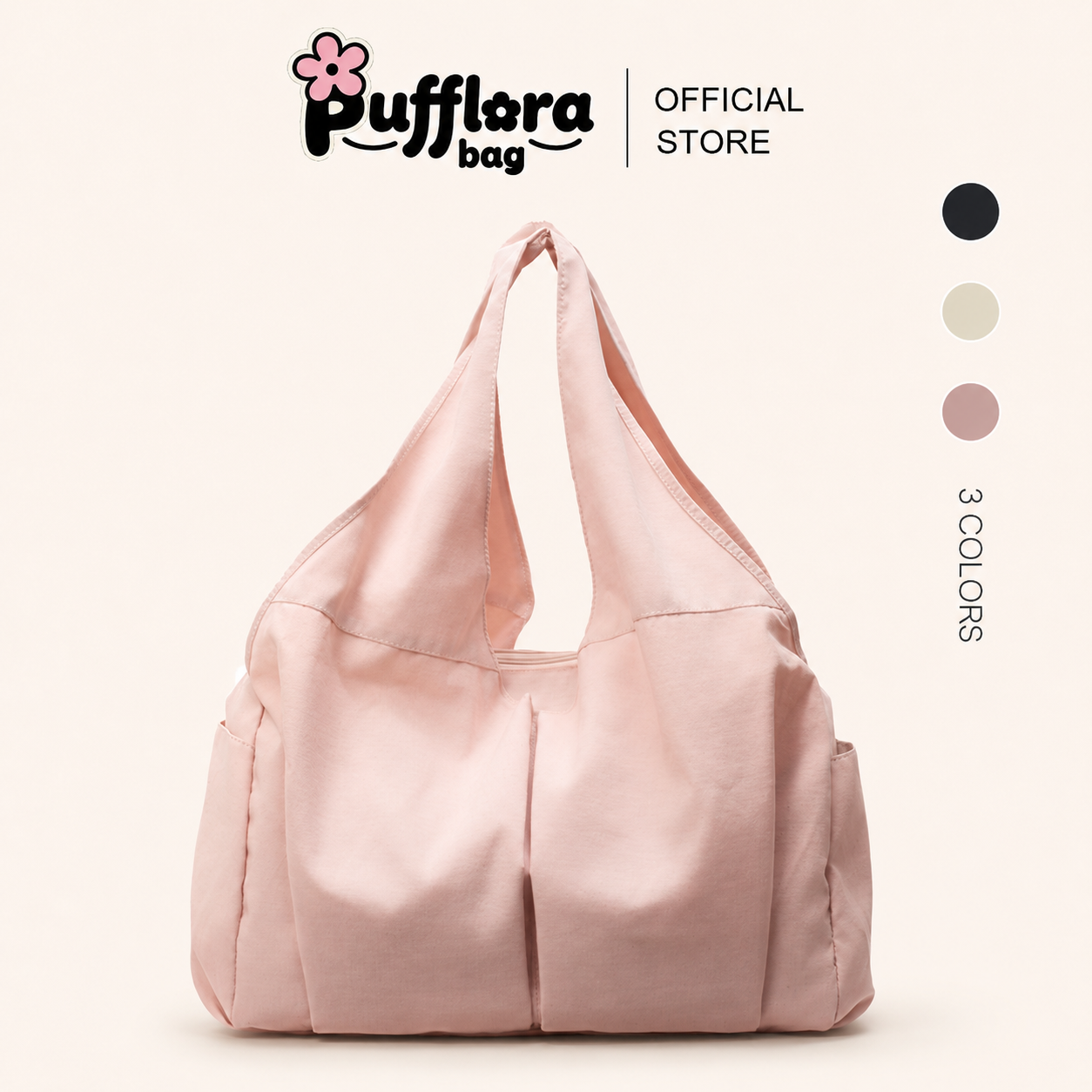Pufflora กระเป๋าสะพายไหล่ ทรงถุงสุดฮิต รุ่น Minimalist Bag ใบใหญ่ ใส่ของเยอะ มีช่องจัดระเบียบ  น้ำหนักเบา มีซิปปิด แมทช์ได้กับทุกชุด