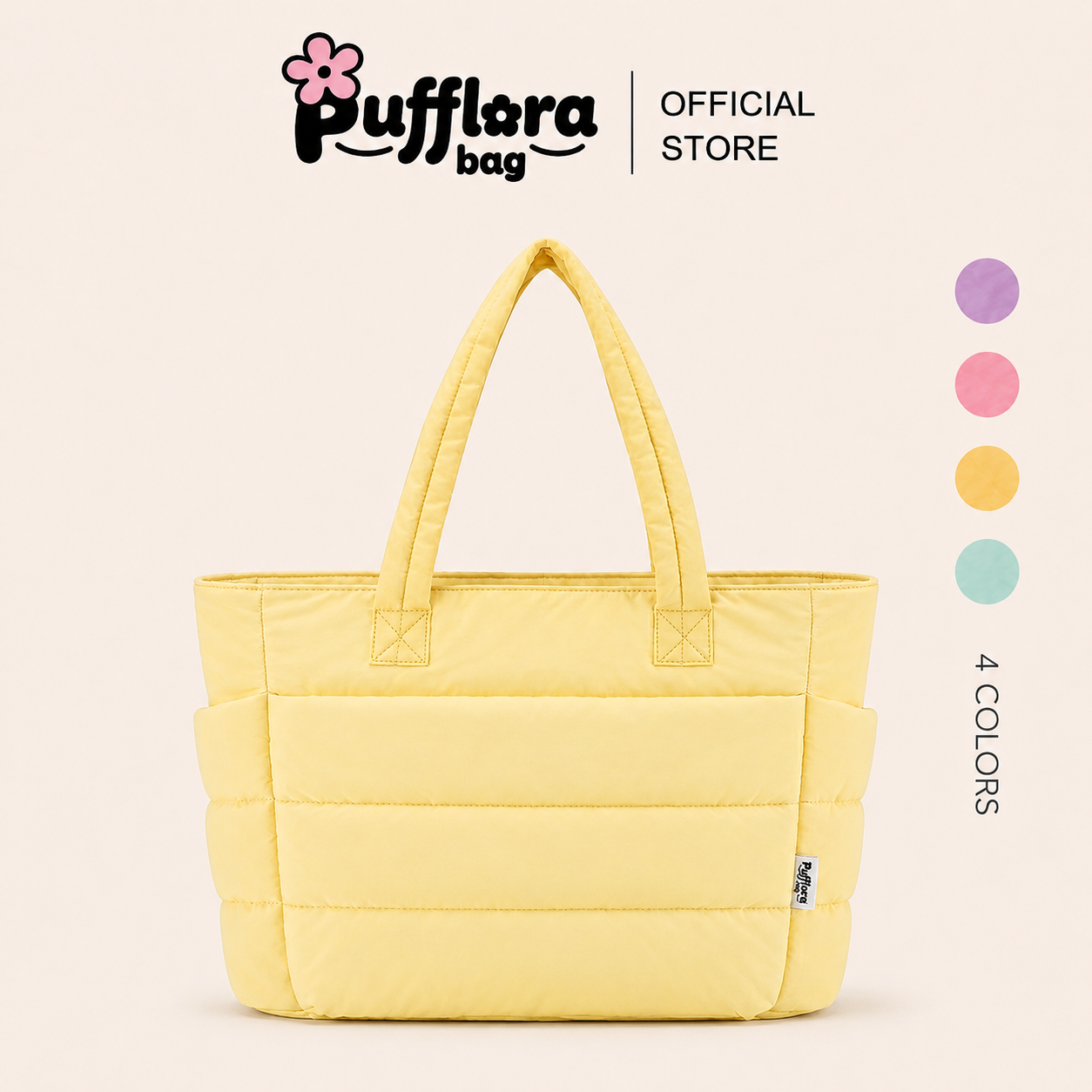 Pufflora กระเป๋าสะพายข้าง กระเป๋าถือ กระเป๋าโน้ตบุ๊ค รุ่น Colorful Tote Bag ใบใหญ่ ใส่Laptop/iPadได้ น้ำหนักเบา ช่องเก็บของหลายช่อง ความจุเยอะ วัสดุกันน้ำ