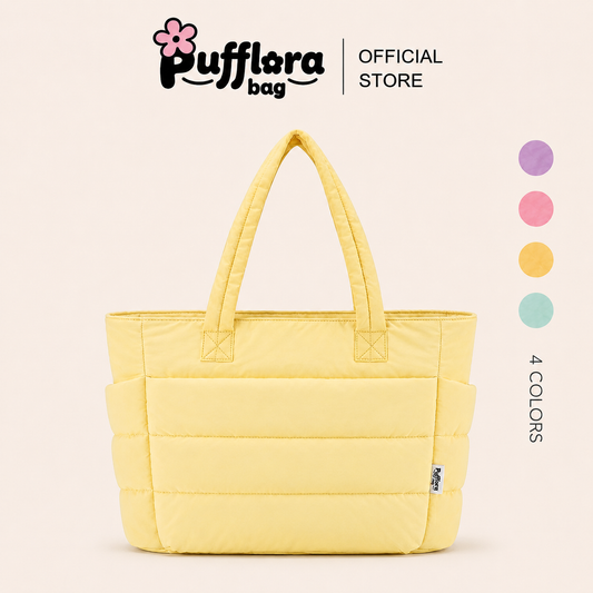 Pufflora กระเป๋าสะพายข้าง กระเป๋าถือ กระเป๋าโน้ตบุ๊ค รุ่น Colorful Tote Bag ใบใหญ่ ใส่Laptop/iPadได้ น้ำหนักเบา ช่องเก็บของหลายช่อง ความจุเยอะ วัสดุกันน้ำ
