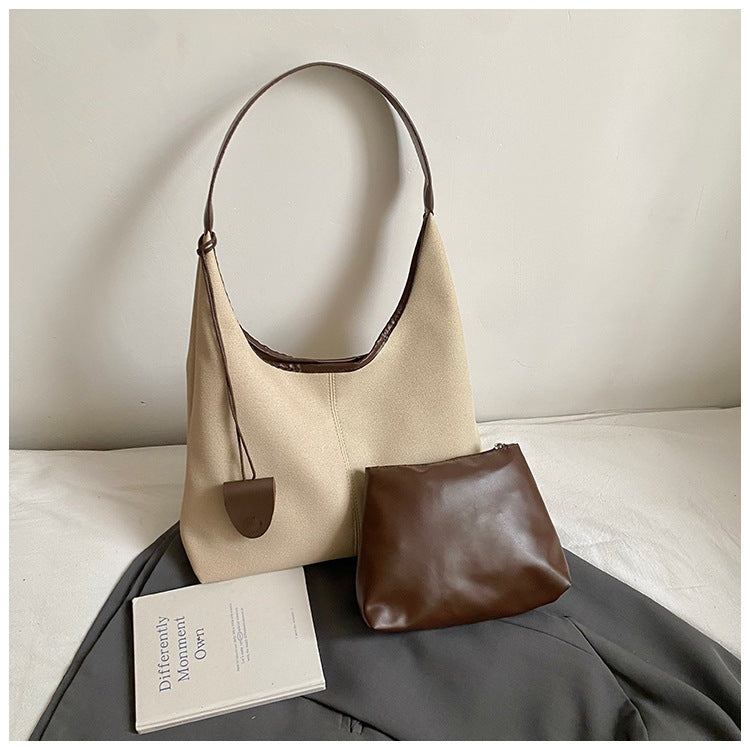 Pufflora กระเป๋าสะพายข้าง รุ่น Terra Tote หนังPUคุณภาพสูงสไตล์เกาหลี มาพร้อมกระเป๋าใบเล็ก ไซส์ใหญ่ใส่ของจุใจ สัมผัสนุ่ม ทรงสวย